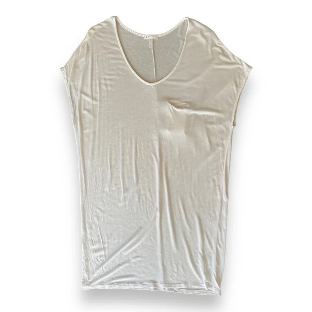 LEITH White V-neck T-Shirt Dress | Size Medium - Picture 6 of 11